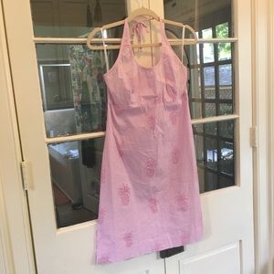 Bahama Hand Prints Suckered Pineapple Halter Dress